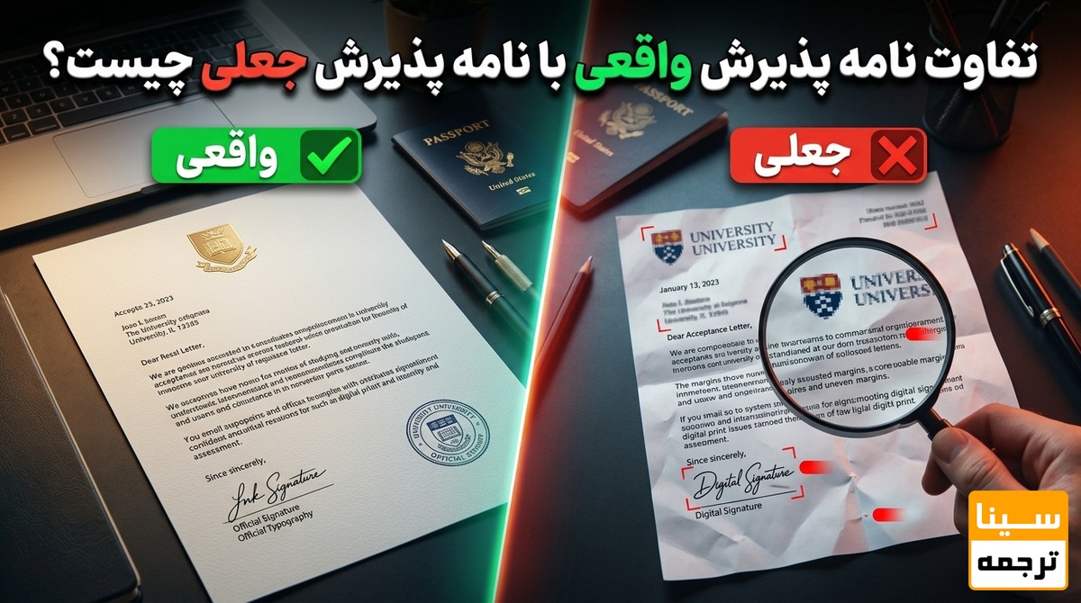 تفاوت نامه پذیرش واقعی با نامه پذیرش جعلی