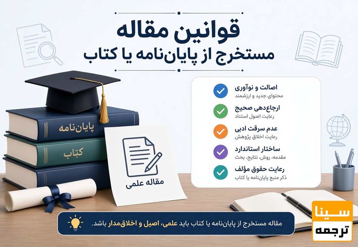قوانین مقاله مستخرج از پایاننامه یا کتاب