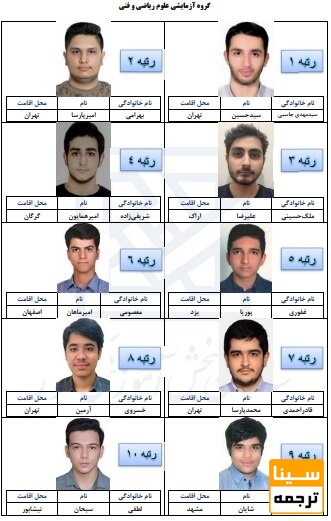 اسامی نفرات برتر کنکور سراسری 1401